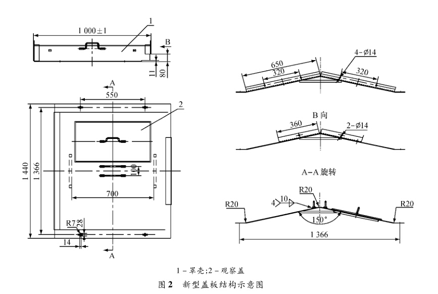 鑄石刮板輸送機新型蓋板結構示意圖